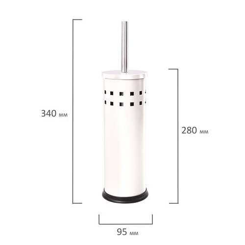  Ерш для унитаза laima, с подставкой, металл, белый, глянцевый, 604962 | Ершики для унитаза