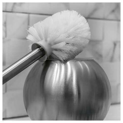  Ерш для унитаза laima, с подставкой в форме шара, нержавеющая сталь, матовый, 601617 | Ершики для унитаза