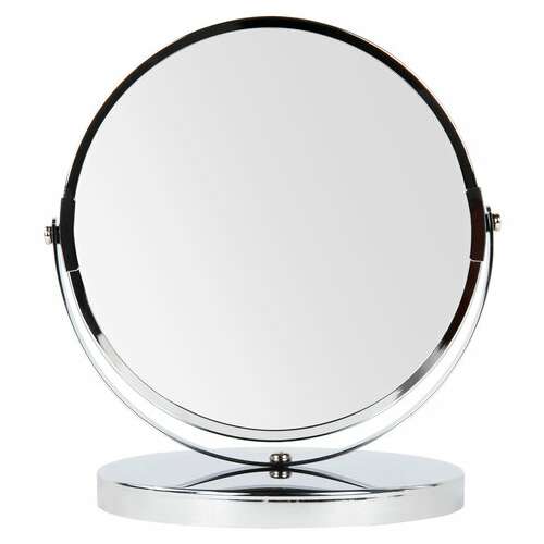  Зеркало настольное brabix, круглое, диаметр 17 см, двустороннее, с увеличением, металлическая рамка, 607422 | Зеркала