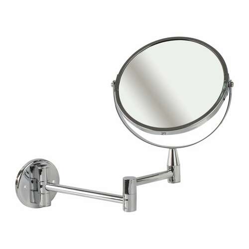  Зеркало настенное brabix, диаметр 17 см, двухстороннее, с увеличением, нержавеющая сталь, выдвижное (петли), 604952 | Зеркала