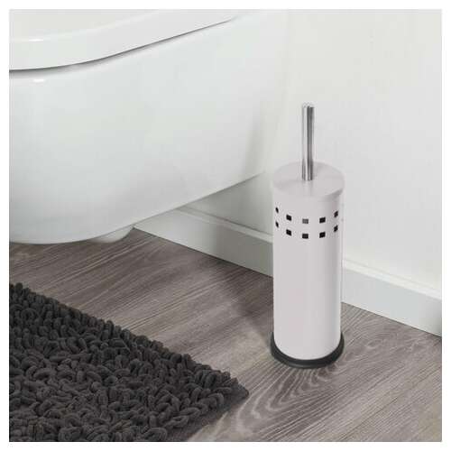  Ерш для унитаза laima, с подставкой, металл, белый, глянцевый, 604962 | Ершики для унитаза