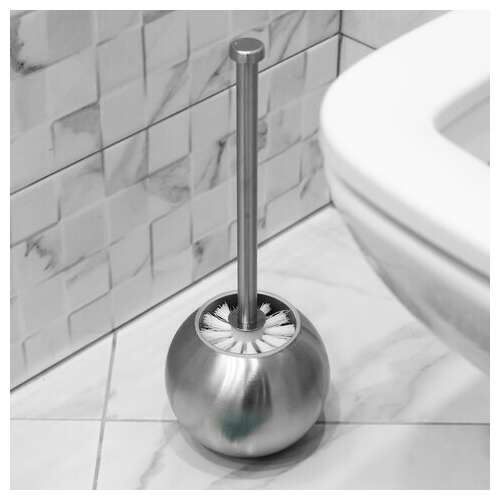  Ерш для унитаза laima, с подставкой в форме шара, нержавеющая сталь, матовый, 601617 | Ершики для унитаза