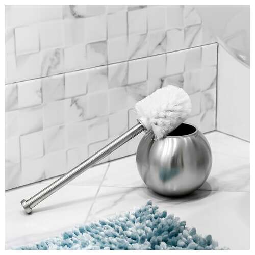  Ерш для унитаза laima, с подставкой в форме шара, нержавеющая сталь, матовый, 601617 | Ершики для унитаза