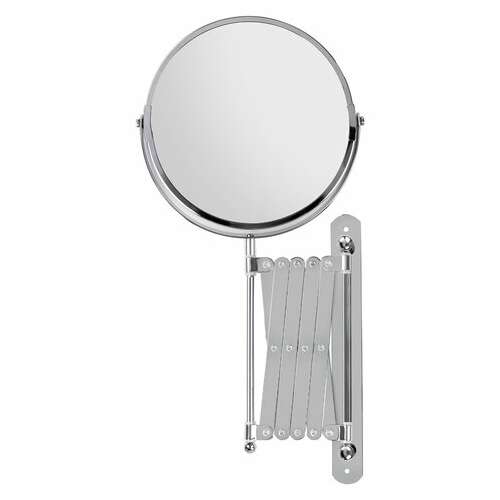  Зеркало настенное brabix, диаметр 17 см, двусторонее, с увеличением, нержавеющая сталь, выдвижное (гармошка), 607420 | Зеркала