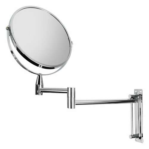  Зеркало настенное brabix, диаметр 17 см, двусторонее, с увеличением, нержавеющая сталь, выдвижное (петли), 607419 | Зеркала