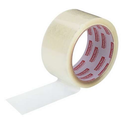  Клейкая лента упаковочная, 50 мм х 66 м, прозрачная, усиленная, морозостойкая, толщина 50 микрон, офисмаг, 440111 | Упаковочные клейкие ленты