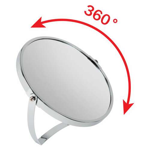  Зеркало настольное brabix, круглое, диаметр 17 см, двустороннее, с увеличением, рамка из нержавеющей стали, 607421 | Зеркала