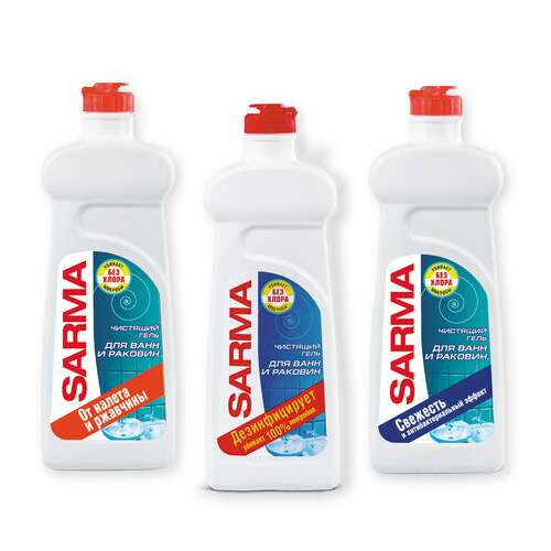  Чистящее средство для ванн и раковин антибактериальное 500 мл sarma "свежесть", гель, без хлора, 80796 | Средства для чистки ванных и туалетных комнат