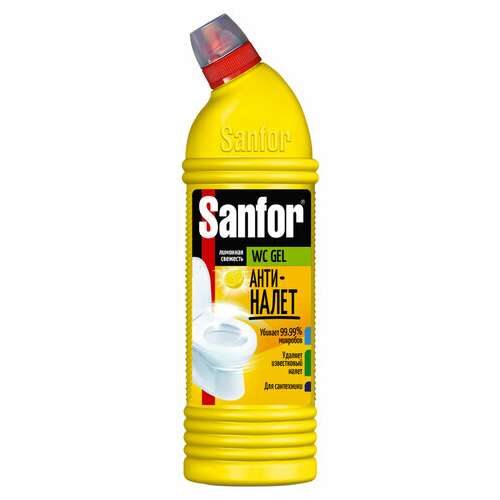  Средство для уборки туалета 750 г, sanfor wc gel (санфор гель) "лимонная свежесть", 1550 | Средства для чистки ванных и туалетных комнат