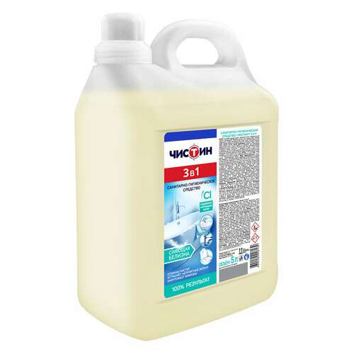  Средство для уборки туалета, 5 л, чистин, 3 в 1, содержит активный хлор, 24957 | Средства для чистки ванных и туалетных комнат