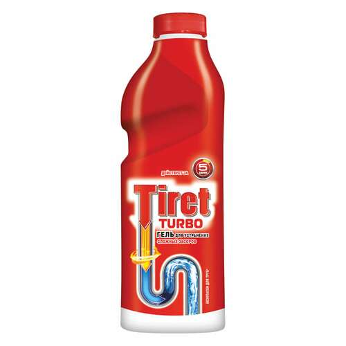  Средство для прочистки канализационных труб 1 л, tiret (тирет) "turbo", гель, 8147377 | Средства для прочистки канализационных труб