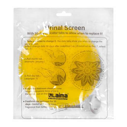  Дезодоратор коврик для писсуара желтый, аромат лимон, laima professional, на 30 дней, 608898 | Освежители для туалета