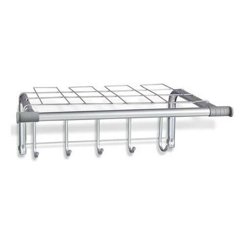  Вешалка настенная sht-wh7, 297х705х407 мм, 5 крючков + 2 дополнительных крючка + полка, металл/пластик, хром лак | Вешалки настенные