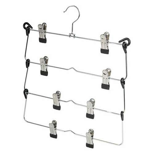  Вешалка-плечики качели, 4 секции, металлическая, с клипсами для юбок и брюк, brabix, 607472 | Вешалки-плечики