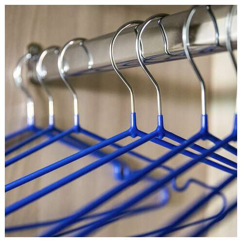  Вешалки-плечики, размер 48-50, комплект 10 шт., металл/пвх, перекладина, цвет синий, brabix "стандарт", 601166 | Вешалки-плечики