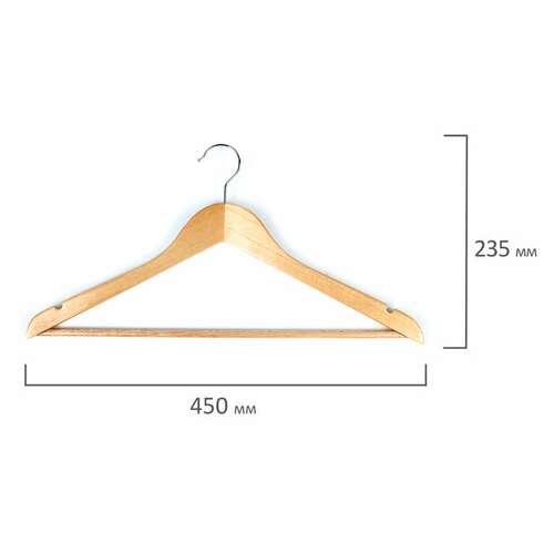  Вешалки-плечики, размер 48-50, комплект 5 шт., деревянная, перекладина, цвет сосна, любаша эконом, 604895 | Вешалки-плечики