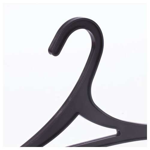  Вешалки-плечики, размер 46-48, комплект 3 шт., пластиковые, плоские, перекладина, крючки, черные, любаша, 605547 | Вешалки-плечики
