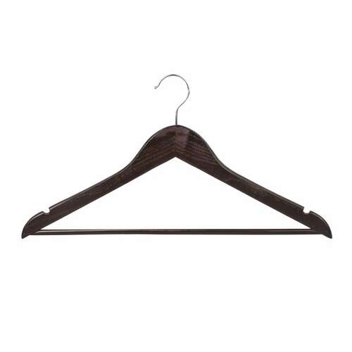  Вешалки-плечики, размер 48-50, комплект 5 шт., дерево, перекладина, цвет шоколад, brabix "стандарт", 601162 | Вешалки-плечики