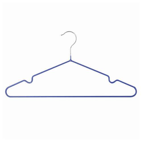  Вешалки-плечики, размер 48-50, комплект 10 шт., металл/пвх, перекладина, цвет синий, brabix "стандарт", 601166 | Вешалки-плечики
