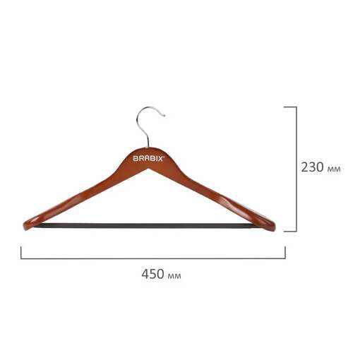  Вешалка-плечики, размер 48-50, деревянная, анатомическая, перекладина, цвет вишня, brabix "люкс", 601164 | Вешалки-плечики