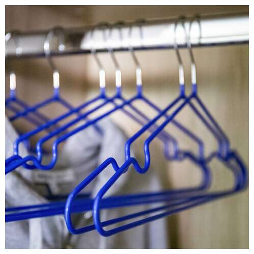  Вешалки-плечики, размер 48-50, комплект 10 шт., металл/пвх, перекладина, цвет синий, brabix "стандарт", 601166 | Вешалки-плечики