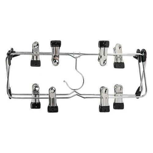  Вешалка-плечики качели, 4 секции, металлическая, с клипсами для юбок и брюк, brabix, 607472 | Вешалки-плечики