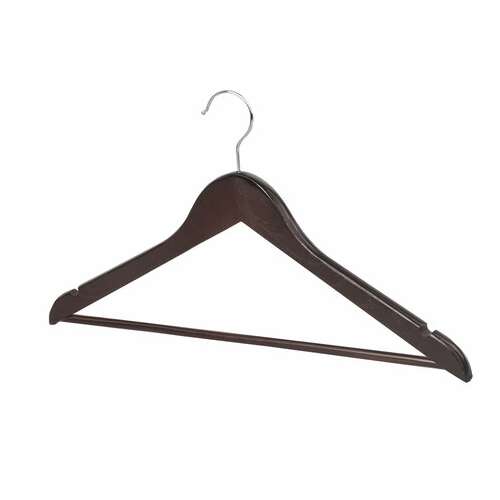  Вешалки-плечики, размер 48-50, комплект 5 шт., дерево, перекладина, цвет шоколад, brabix "стандарт", 601162 | Вешалки-плечики