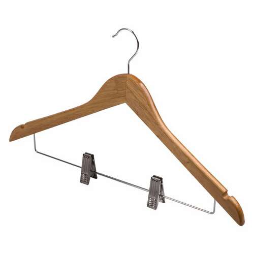  Вешалки-плечики, размер 48-50, комплект 3 шт., деревянная, клипсы для брюк, цвет сосна, brabix "стандарт", 601170 | Вешалки-плечики