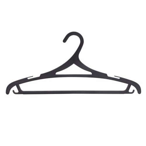  Вешалки-плечики, размер 46-48, комплект 3 шт., пластиковые, плоские, перекладина, крючки, черные, любаша, 605547 | Вешалки-плечики