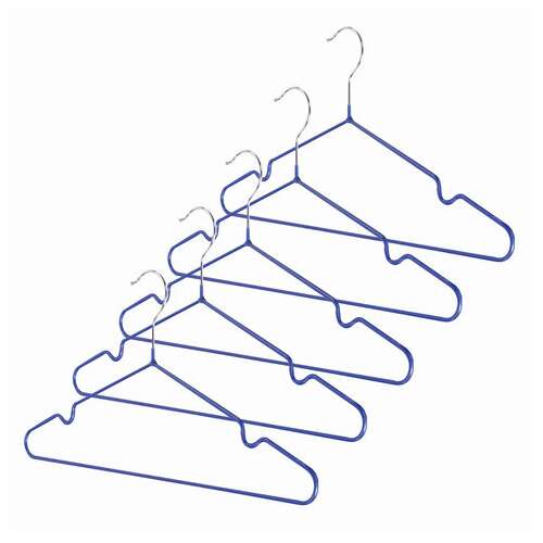  Вешалки-плечики, размер 48-50, комплект 10 шт., металл/пвх, перекладина, цвет синий, brabix "стандарт", 601166 | Вешалки-плечики