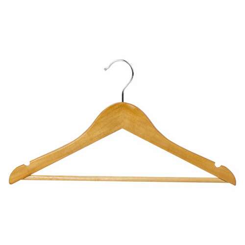  Вешалки-плечики, размер 36-40, малый размер, комплект 5 шт., деревянные, перекладина, цвет сосна, brabix "стандарт", 601160 | Вешалки-плечики
