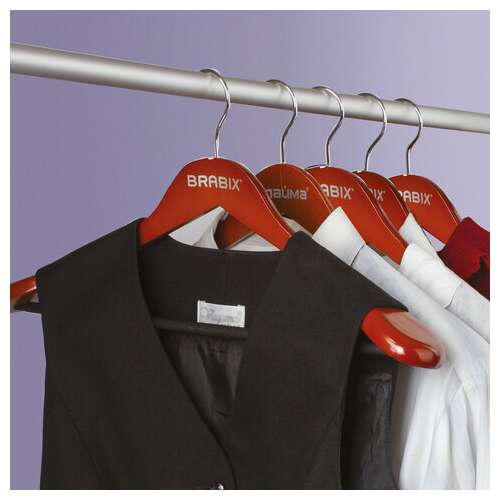  Вешалка-плечики, размер 48-50, деревянная, анатомическая, перекладина, цвет вишня, brabix "люкс", 601164 | Вешалки-плечики