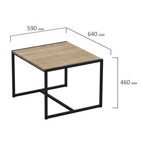  Стол журнальный "систа" (640х590х460 мм), лофт, металл/лдсп ясень шимо светлый | Столы журнальные и сервировочные
