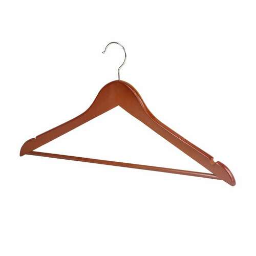  Вешалки-плечики, размер 48-50, комплект 5 шт., дерево, перекладина, цвет вишня, brabix "стандарт", 601161 | Вешалки-плечики