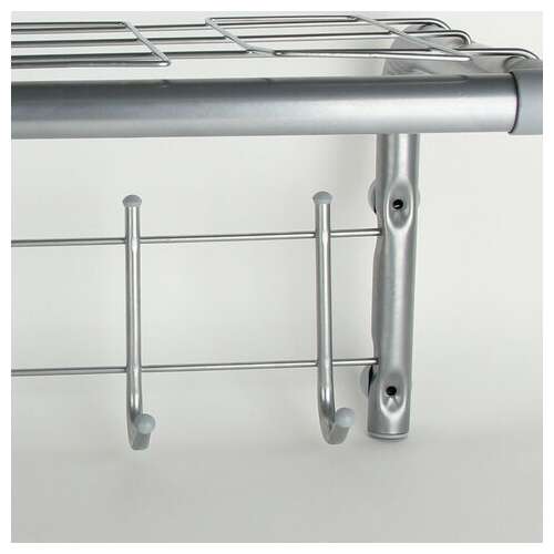  Вешалка настенная sht-wh7, 297х705х407 мм, 5 крючков + 2 дополнительных крючка + полка, металл/пластик, хром лак | Вешалки настенные