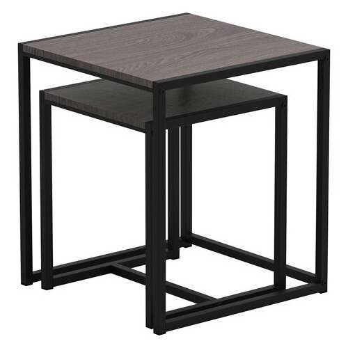  Стол журнальный "терса", 490х490х560/390х390х460 мм, комплект 2 шт., металл/лдсп ясень шимо темный | Столы журнальные и сервировочные