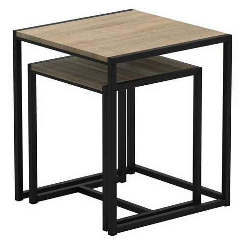  Стол журнальный "терса", 490х490х560/390х390х460 мм, комплект 2 шт., металл/лдсп ясень шимо светлый | Столы журнальные и сервировочные