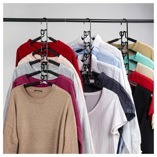  Вешалка-плечики трансформер, 5 плечиков, металл с покрытием, черные, brabix ultra, 607474 | Вешалки-плечики