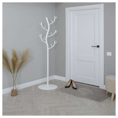  Вешалка-стойка "дерево", 1,81 м, диск 37,5 см, 15 крючков, металл, белая, внп 211 б | Вешалки-стойки