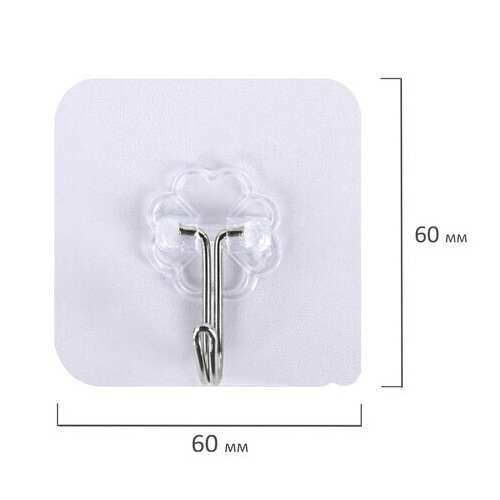  Крючки самоклеящиеся универсальные 6х6 см, комплект 20 шт., сталь + пвх, laima home, 608792 | Крючки и держатели самоклеящиеся