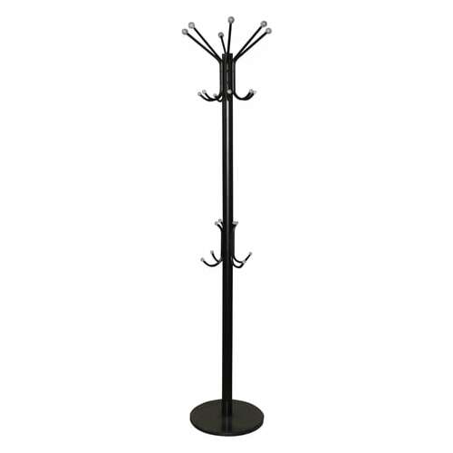  Вешалка-стойка sht-cr450, 1,86 м, диск 37 см, 6 крючков + 4 дополнительных, металл/мрамор, черная, в1-50 | Вешалки-стойки