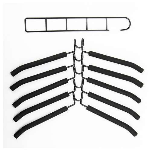  Вешалка-плечики трансформер, 5 плечиков, металл с покрытием, черные, brabix ultra, 607474 | Вешалки-плечики