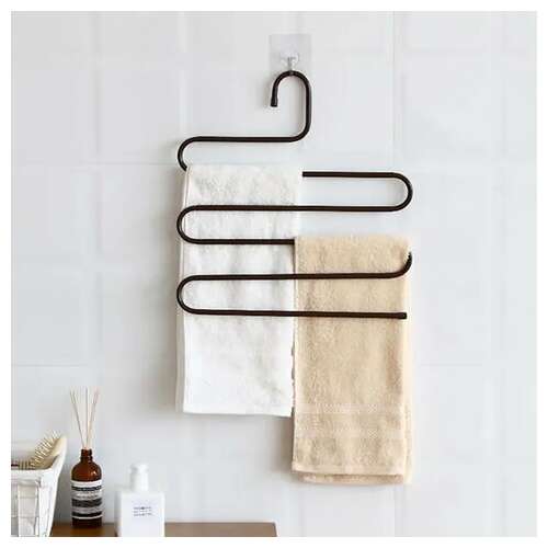  Вешалка для брюк и одежды "змейка", 5 секций, размер 34х36 см, черная, brabix, 608463 | Вешалки-плечики