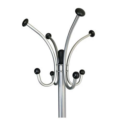  Вешалка-стойка brabix "cr-855" на мраморном диске, металл, 4+3 крючка, цвет серебристый, 606434 | Вешалки-стойки