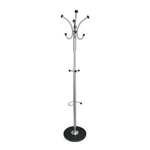  Вешалка-стойка brabix "cr-855" на мраморном диске, металл, 4+3 крючка, цвет серебристый, 606434 | Вешалки-стойки