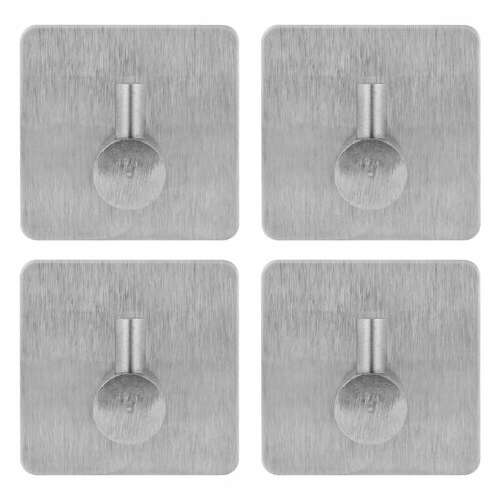  Крючки самоклеящиеся универсальные 4,5x4,5 см, комплект 4 шт., сталь, серебристые, laima home, 608785 | Крючки и держатели самоклеящиеся
