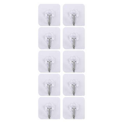  Крючки самоклеящиеся универсальные 6х6 см, комплект 10 шт., сталь + пвх, laima home, 608791 | Крючки и держатели самоклеящиеся