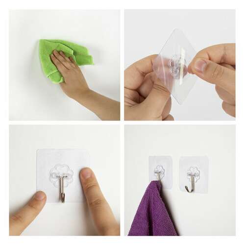  Крючки самоклеящиеся универсальные 6х6 см, комплект 10 шт., сталь + пвх, laima home, 608791 | Крючки и держатели самоклеящиеся