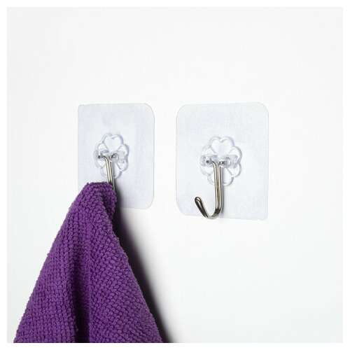  Крючки самоклеящиеся универсальные 6х6 см, комплект 20 шт., сталь + пвх, laima home, 608792 | Крючки и держатели самоклеящиеся