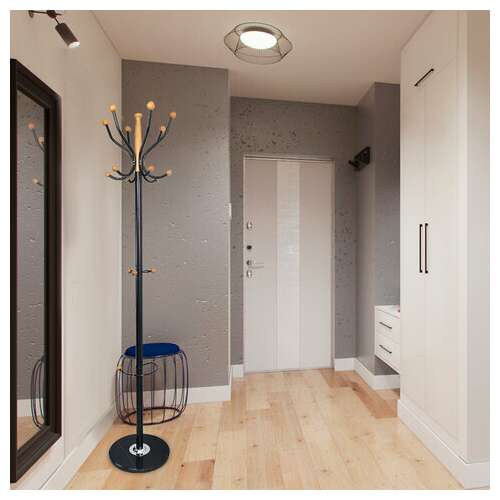  Вешалка-стойка brabix "cr-8243" на мраморном диске, металл, 6+3 крючка, цвет черный, 606438 | Вешалки-стойки